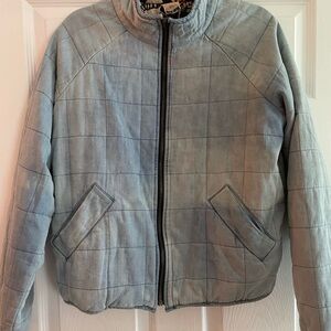 Faherty Black and Cream Floral Bomber Jacket Quilted Reversible